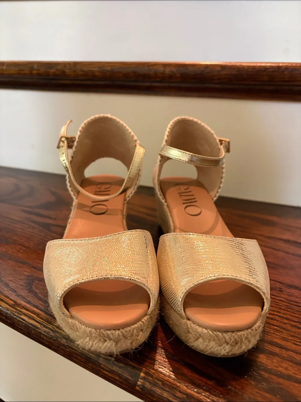 Gold Espadrille Wedge Sandals for Women